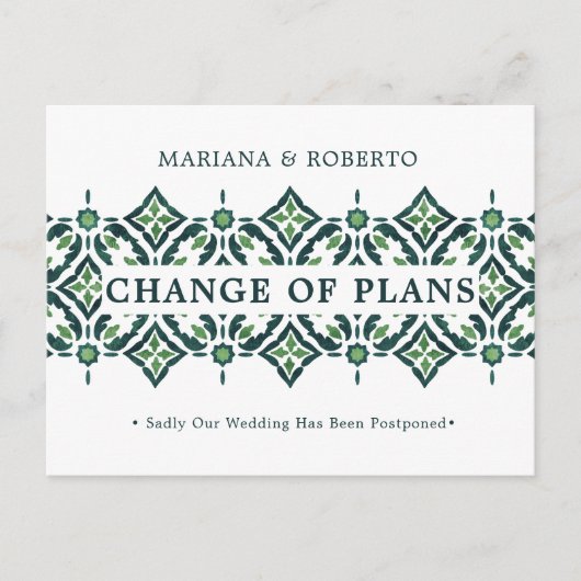 Green Azulejo | Spanish Tegel LACE VERANDERING VAN Aankondigingskaart (Voorkant)