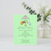 Green Baby Animal Mobile Baby shower Invitation Kaart (Staand voorkant)