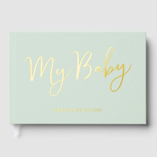 Green Baby Book Script Folie Keepsake voor moeder Gastenboek (Voorkant)