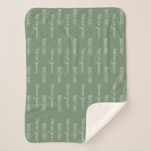 Green Baby Boy Blanket Aangepaste naam herhaald Sherpa Deken (Voorkant)