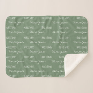 Green Baby Boy Blanket Aangepaste naam herhaald Sherpa Deken