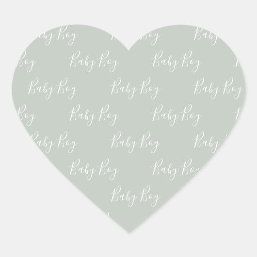 Green Baby Boy Script Heart Sticker (Voorkant)
