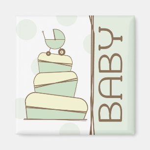 Green Baby Carriage Cake Magnet