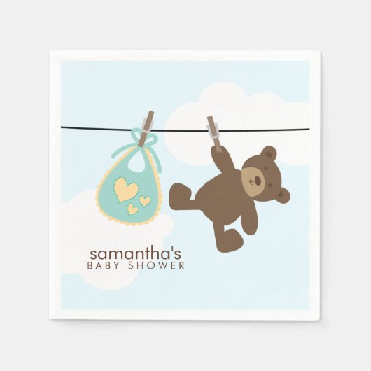 Green Baby Clothesline en Teddy Bear Servet (Voorkant)