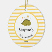 Green Baby Dino | Eerste kerstgeelstreep Keramisch Ornament (Links)