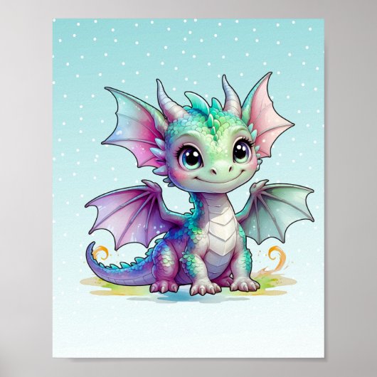 Green Baby Dragon-Poster Poster (Voorkant)