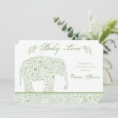 Green Baby Elephant Shower Uitnodiging (Staand voorkant)