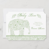 Green Baby Elephant Shower Uitnodiging (Voorkant)