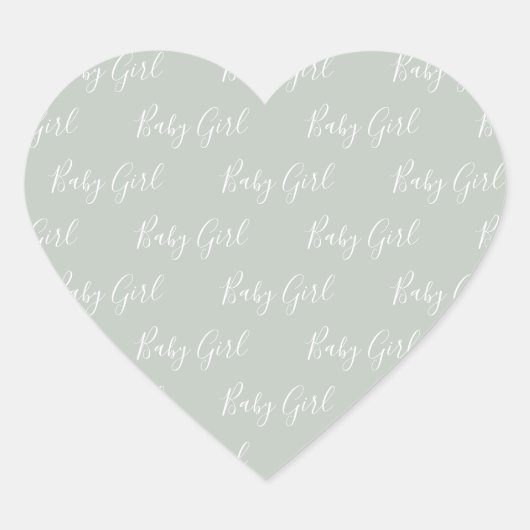 Green Baby Girl Script Modern Heart Sticker (Voorkant)