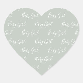 Green Baby Girl Script Modern Heart Sticker