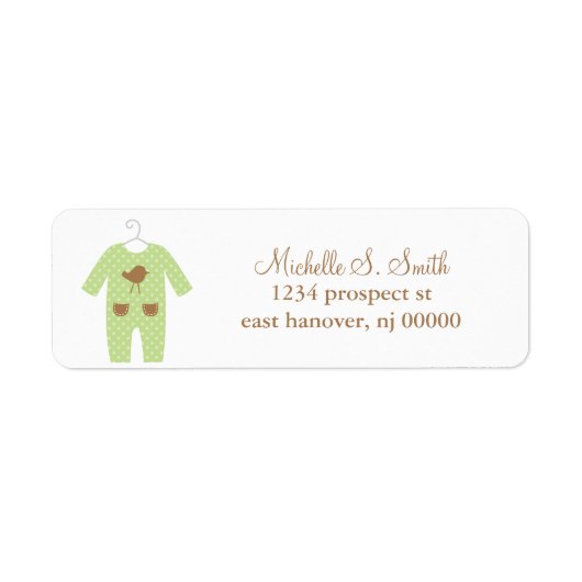 Green Baby Outfit Adresetiketten Etiket (Voorkant)