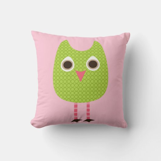 Green Baby Owl Pillow Kussen (Voorkant)