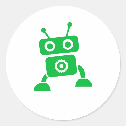 Green Baby Robot Ronde Sticker (Voorkant)