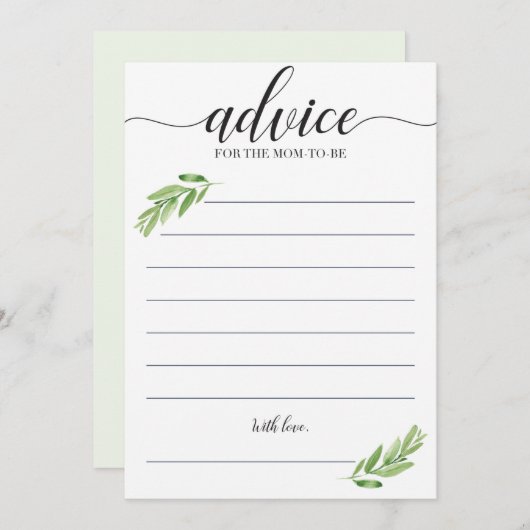 Green Baby shower Advisement voor moeder om kaarte (Voorkant / Achterkant)