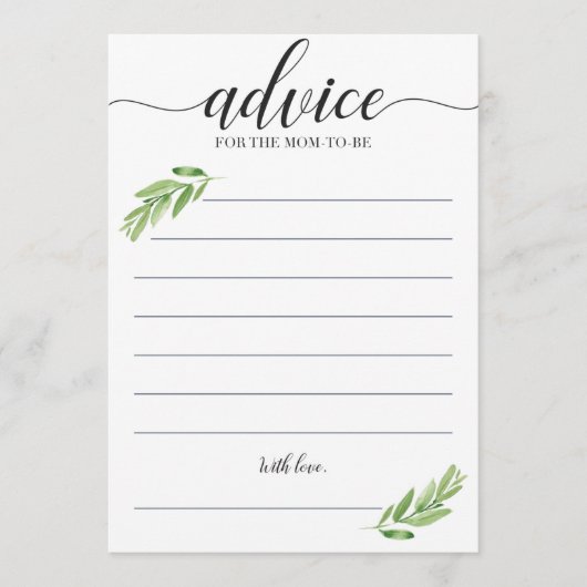 Green Baby shower Advisement voor moeder om kaarte (Voorkant)