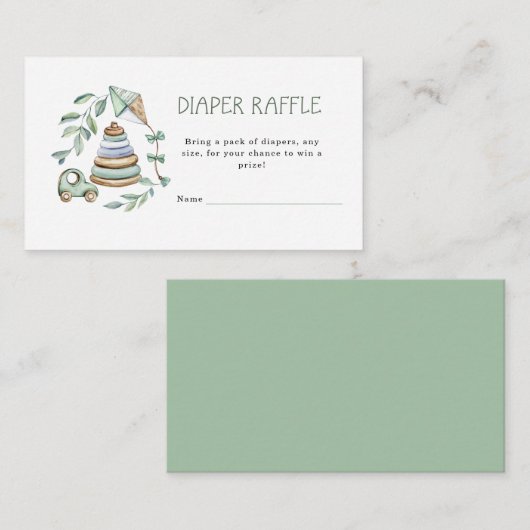 Green baby shower Diaper Raffle Enclosure Card Informatiekaartje (Voorkant / Achterkant)