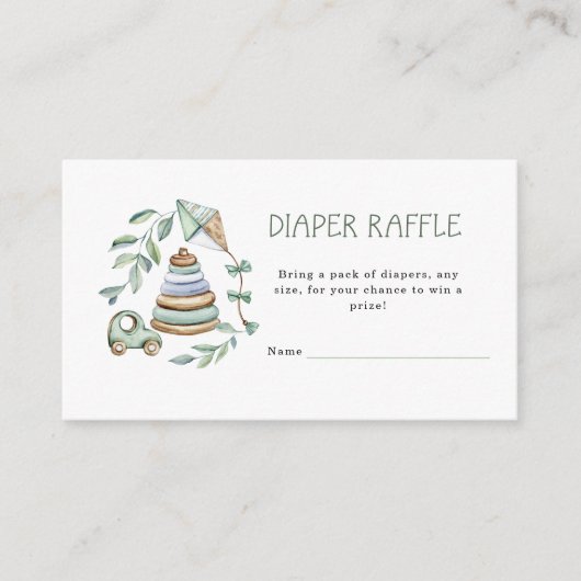 Green baby shower Diaper Raffle Enclosure Card Informatiekaartje (Voorkant)