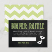 Green Baby shower Diaper Raffle Ticket Informatiekaartje (Voorkant / Achterkant)