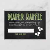Green Baby shower Diaper Raffle Ticket Informatiekaartje (Voorkant)