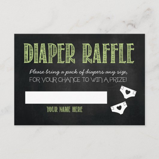 Green Baby shower Diaper Raffle Ticket Informatiekaartje (Voorkant)