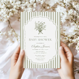Green Baby shower Invitation Sjabloon Gender Boho Kaart