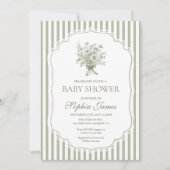 Green Baby shower Invitation Sjabloon Gender Boho Kaart (Voorkant)