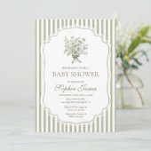 Green Baby shower Invitation Sjabloon Gender Boho Kaart (Staand voorkant)