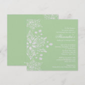 Green Baby shower Invitation Winter Snowflakes Kaart (Voorkant / Achterkant)