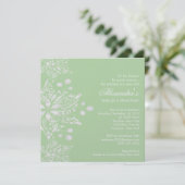 Green Baby shower Invitation Winter Snowflakes Kaart (Staand voorkant)