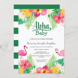 Green | Baby shower van Flamingo Luau Kaart