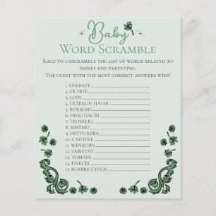 Green Baby Word Scramble Iers Baby shower Spel
