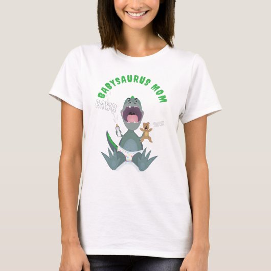 Green Babysaurus Mom T-rex  T-shirt (Voorkant)