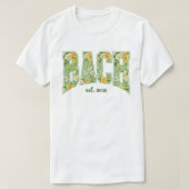 Green BACH Floral Retro Varsity Bridesmaid T-shirt (Design voorkant)