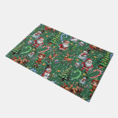 Green Background Christmas Decorative Pattern Deurmat (Schuin)