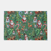 Green Background Christmas Decorative Pattern Deurmat (Voorkant)