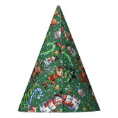 Green Background Christmas Decorative Pattern Feesthoedjes (Achterkant)