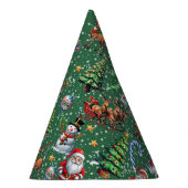 Green Background Christmas Decorative Pattern Feesthoedjes (Rechts)