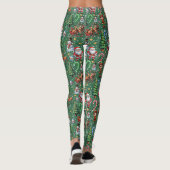 Green Background Christmas Decorative Pattern Leggings (Achterkant)
