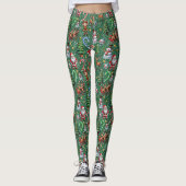 Green Background Christmas Decorative Pattern Leggings (Voorkant)