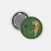 Green Background van Young, Wild & Free Tiger Mono Magneet (Voorkant / Achterkant)