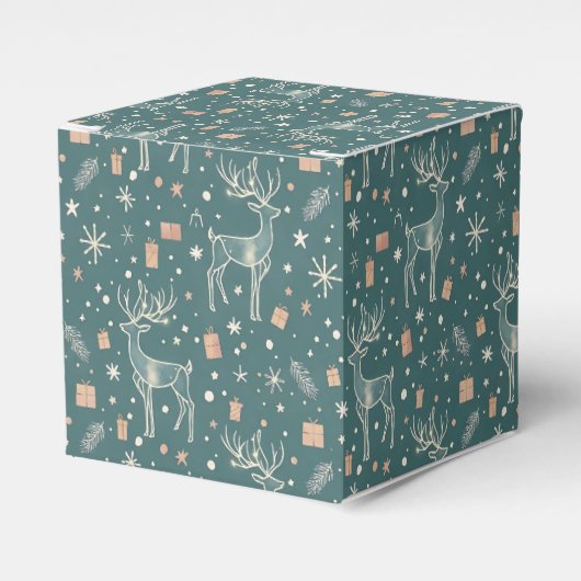 Green background with deer, gift packaging bedankdoosjes (Voorkant Zijde)