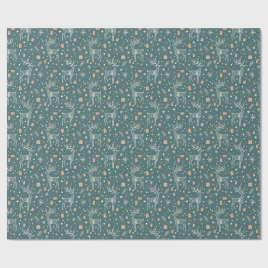 Green background with deer, gift packaging cadeaupapier (Vlak)