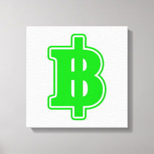GREEN BAHT SIGN ฿ Thaise ฿ Canvas Afdruk
