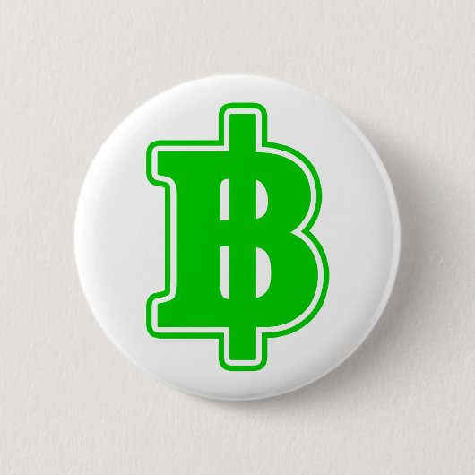 GREEN BAHT SIGN ฿ Thaise ฿ Ronde Button 5,7 Cm (Voorkant)