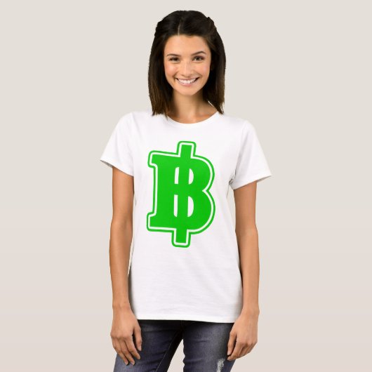 GREEN BAHT SIGN ฿ Thaise ฿ T-shirt (Voorkant volledig)