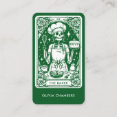 Green Baker Tarot Skeleton Pastry Chef Visitekaartje (Voorkant)