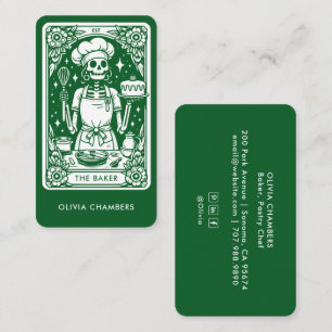 Green Baker Tarot Skeleton Pastry Chef Visitekaartje