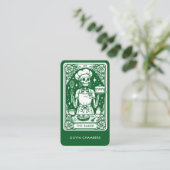 Green Baker Tarot Skeleton Pastry Chef Visitekaartje (Staand voorkant)