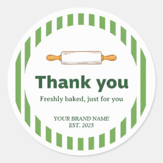 Green Bakery Brand Name Thank You Ronde Sticker