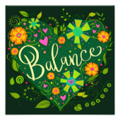 Green Balance Inspirerend Hart Bloemen Foto Afdruk (Voorkant)